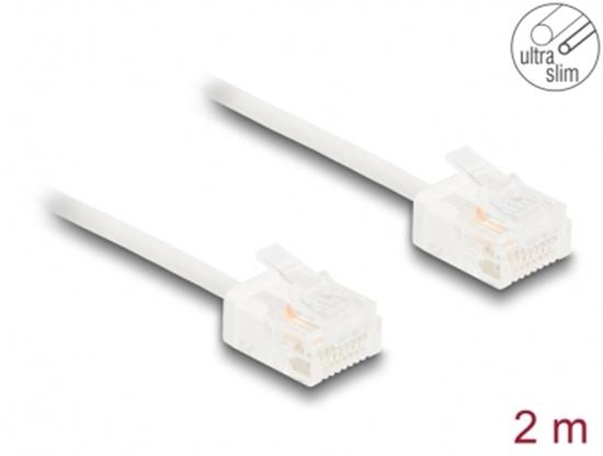 Изображение Delock RJ45 Network Cable Cat.6 UTP Ultra Slim 2 m white with short plugs