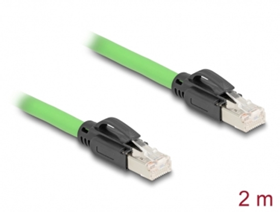 Picture of Delock RJ45 Network Cable Cat.6A plug to plug SF/UTP suitable for drag chains PUR (TPU) 2 m green