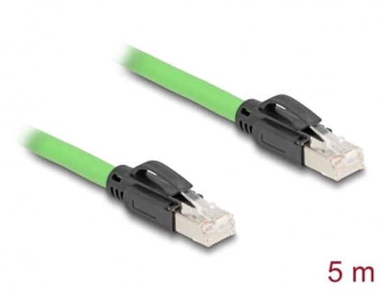 Picture of Delock RJ45 Network Cable Cat.6A plug to plug SF/UTP suitable for drag chains PUR (TPU) 5 m green