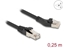 Picture of Delock RJ45 Network Cable Cat.8.1 S/FTP plug 45° left angled to plug straight up to 40 Gbps 0.25 m black