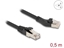 Picture of Delock RJ45 Network Cable Cat.8.1 S/FTP plug 45° left angled to plug straight up to 40 Gbps 0.5 m black