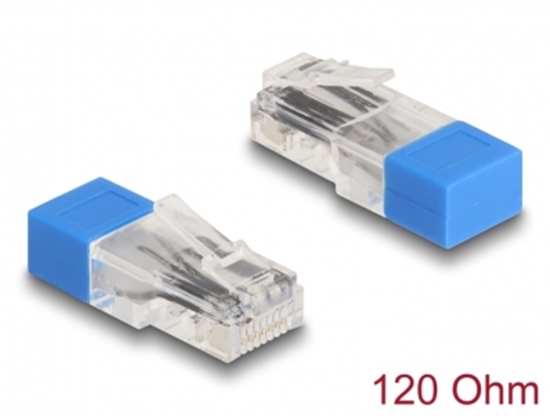 Picture of Delock RJ45 plug with terminating resistor 120 Ohm blue