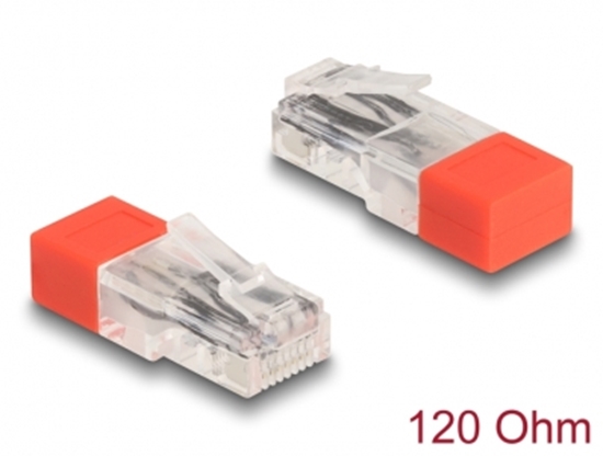 Picture of Delock RJ45 plug with terminating resistor 120 Ohm red