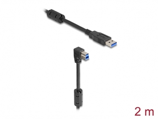 Picture of Delock USB 5 Gbps Cable Type-A male to Type-B male 90° downwards angled 2 m