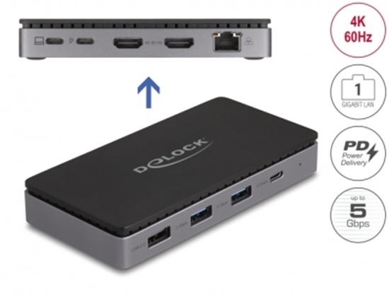 Picture of Delock USB Type-C™ Docking Station 4K - Dual HDMI MST / USB / Gibabit LAN / PD 3.0 85 W