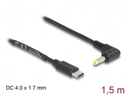 Picture of Delock USB Type-C™ Power Cable to DC 4.0 x 1.7 mm male angled 1.5 m