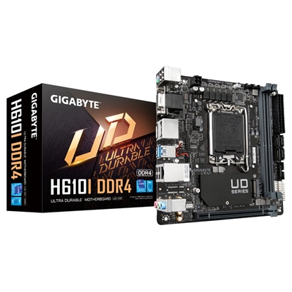 Изображение Gigabyte H610I DDR4 Motherboard - Supports Intel Core 14th CPUs, 4+1+1 Hybrid Digital VRM, up to 3200MHz DDR4 (OC), 1xPCIe 3.0 M.2, GbE LAN, USB 3.2 Gen 1