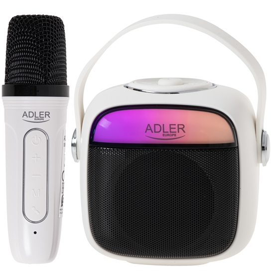 Изображение Adler Karaoke Speaker With Microphone | AD 1199W | Bluetooth | White | Portable | Wireless connection