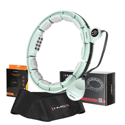 Attēls no Komplekts HULA HOOP MAGNETIC GREEN HHM13 WITH WEIGHT + COUNTER HMS + WAIST SUPPORT BR163 BLACK