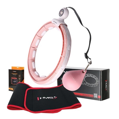 Picture of Komplekts HULA HOOP MAGNETIC PINK HHM15 WITH WEIGHT + COUNTER HMS + WAIST SUPPORT BR163 RED