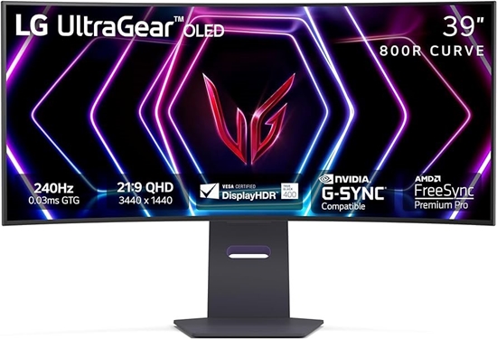 Picture of Monitor|LG|39GS95QE-B|39"|Gaming/Curved/21 : 9|Panel OLED|3440x1440|21:9|240Hz|Matte|0.03 ms|Swivel|Height adjustable|Tilt|Colour Black|39GS95QE-B