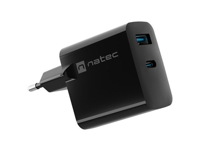 Изображение NATEC RIBERA GAN CHARGER 1x USB-A + 1x USB-C 45W BLACK