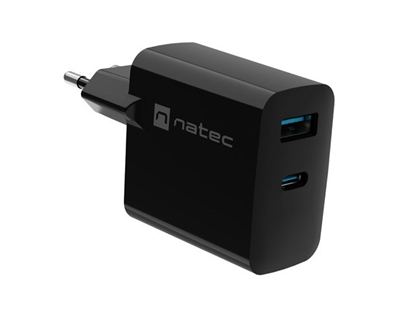 Изображение NATEC RIBERA GAN CHARGER 1x USB-A + 1x USB-C 65W BLACK