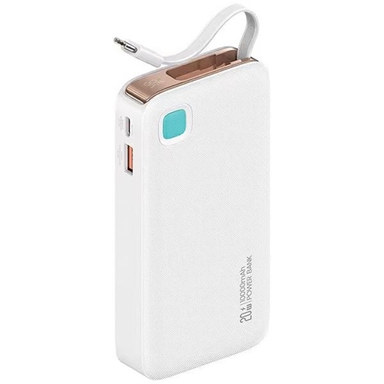 Изображение Powerbank 10000mAh 20W zwijany kabel USB-C fast charge Biały 