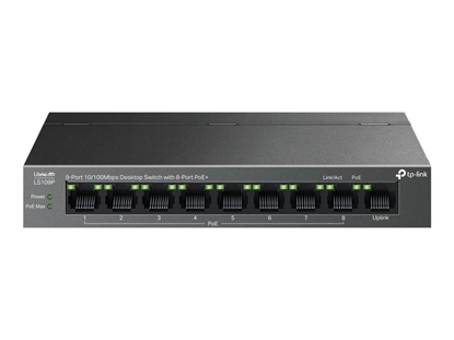 Attēls no Switch|TP-LINK|LS109P|Desktop/pedestal|9x10Base-T / 100Base-TX|PoE+ ports 8|LS109P