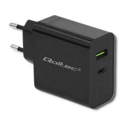 Picture of Qoltec 51717 Charger | 45W | 5-20V | 2.25-3A | USB type C PD | USB | Black