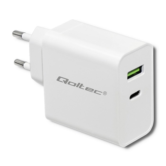 Изображение Qoltec 51718 Charger | 45W | 5-20V | 2.4-3A | USB type C PD | USB | White