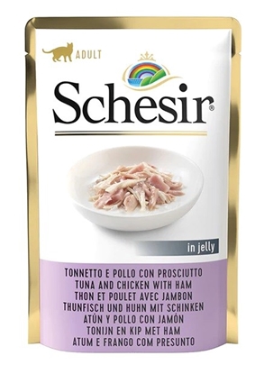 Изображение SCHESIR in jelly Tuna and chicken with ham - wet cat food - 85 g