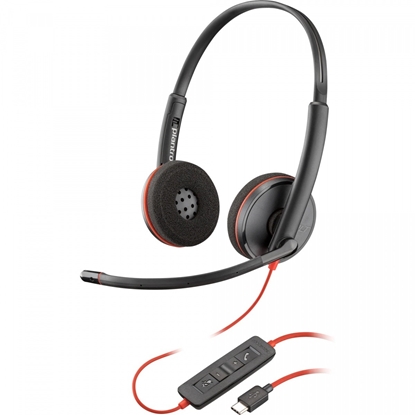 Picture of HP Poly Blackwire 3220 Stereo USB-C Headset +USB-C/A Adapter (Bulk) (209749-201/209745-201)