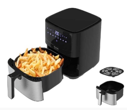 Attēls no Taurus AF1450XD Single 5 L Stand-alone 1450 W Hot air fryer Black, Stainless steel