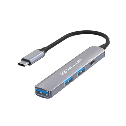 Picture of Tellur 4in1 USB-C 3.1 Hub Aluminum, Grey