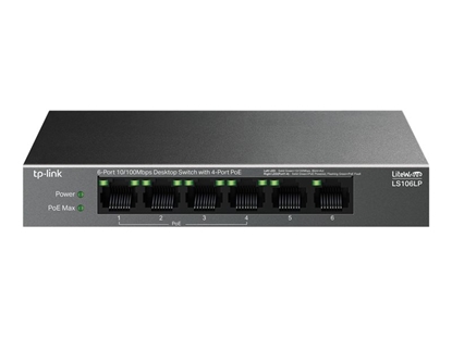 Attēls no Switch|TP-LINK|LS106LP|Desktop/pedestal|6x10Base-T / 100Base-TX|PoE ports 4|LS106LP