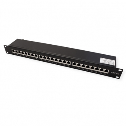 Picture of VALUE Cat.6A (Class EA) 19" Patch Panel, 24 Ports, shielded, black