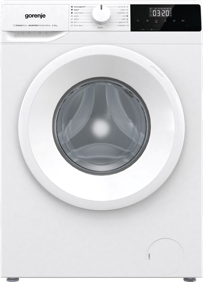 Изображение Gorenje Washing Machine | WNHPI72SCS | Energy efficiency class C | Front loading | Washing capacity 7 kg | 1200 RPM | Depth 47 cm | Width 60 cm | Display | LCD | Steam function | White