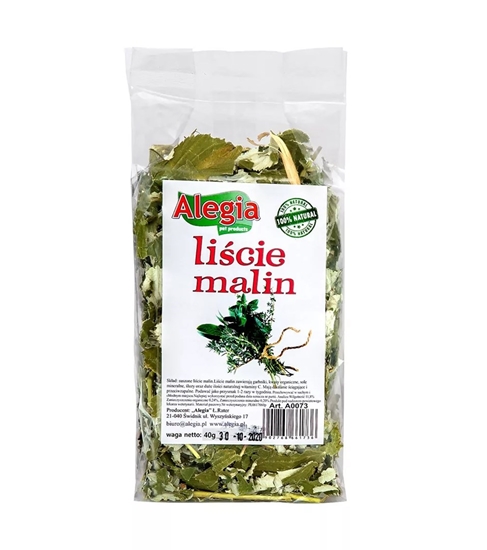 Picture of ALEGIA Raspberry leaves - treat for rodents and rabbits - 40g