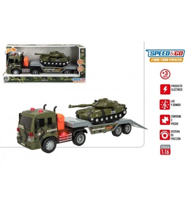 Изображение Auto treilers armijas ar tanku (skaņa, gaisma un inerce) 32 cm CB49902