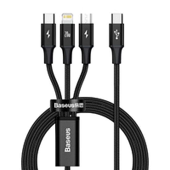 Picture of Baseus Rapid 3-in-1 USB cable 1.5 m USB A USB C/Micro USB A/Lightning Black 6953156204294