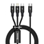 Attēls no Baseus Rapid 3-in-1 USB cable 1.5 m USB A USB C/Micro USB A/Lightning Black 6953156204294