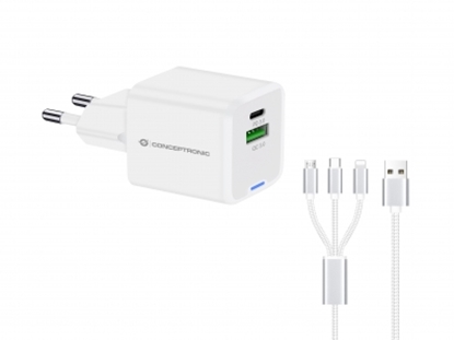 Изображение CONCEPTRONIC Ladegerät 2Port  33W,1xUSB-C,1xUSB-A +3-in-1 sw