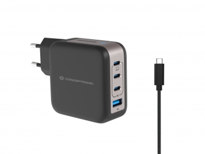 Изображение CONCEPTRONIC Ladegerät 4Port 100W,3xUSB-C,1xUSB-A   1.5m  sw