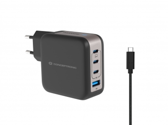 Picture of CONCEPTRONIC Ladegerät 4Port 100W,3xUSB-C,1xUSB-A   1.5m  sw