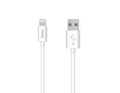 Attēls no Fonex Data Cable USB to Lightning MFI 2.4A 12W 1.2m By Fonex White