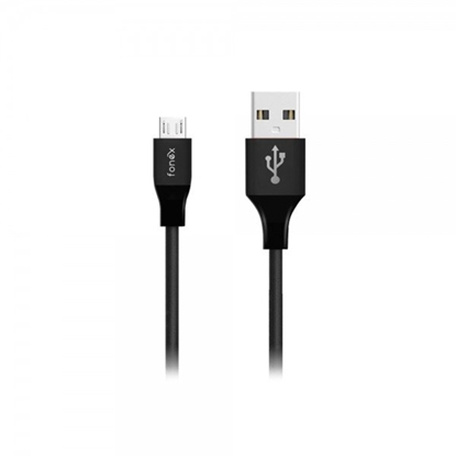 Attēls no Data Cable USB to Micro USB 12W Fabric 1m By Fonex Black