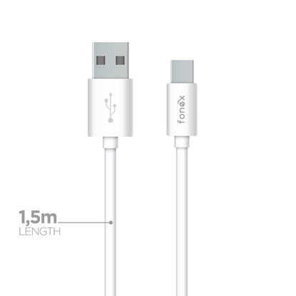 Attēls no Data Cable USB to Type-C 25W 1.5m By Fonex White