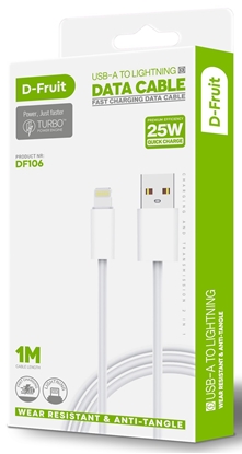 Attēls no D-Fruit cable USB-A - Lightning 1m, white (DF106)