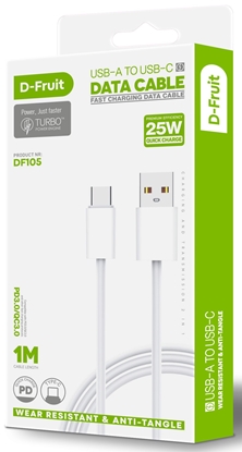 Изображение D-Fruit cable USB-A - USB-C 1m, white (DF105)