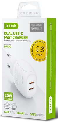 Изображение D-Fruit charger 2xUSB-C + USB-C cable 1m (DF100)