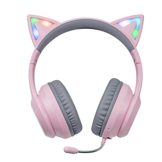 Picture of Ausinės Foxxray FXR-HAB-10 PK DazzleCat Low-Latency Gaming Headset Wireless Grey/Pink