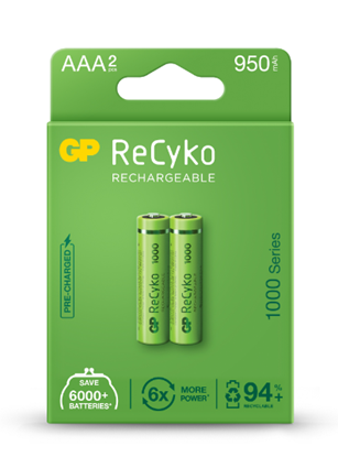 Attēls no GP 100AAAHCE-2EB2 Rechargeable Batteries 2 x AAA 950mAh