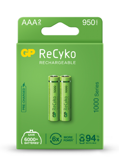 Picture of GP 100AAAHCE-2EB2 Rechargeable Batteries 2 x AAA 950mAh