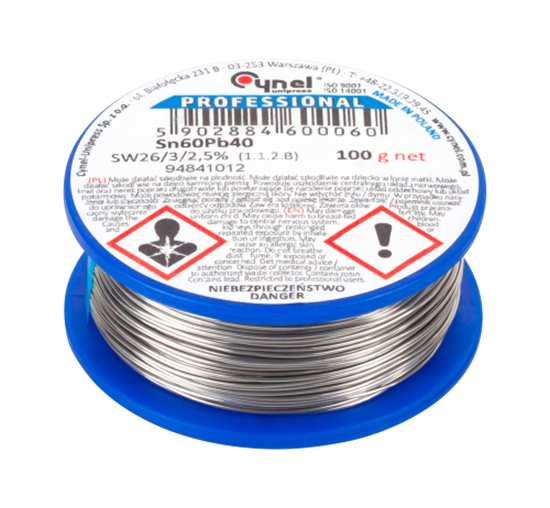 Изображение Lodēšanas alva 2mm / 100g Sn60Pb40 CYNEL