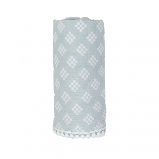 Изображение Lodger Swaddle Tribe Muslin kokvilnas autiņš, 120x120 cm, Ice Flow