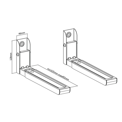 Attēls no Maclean MC-915 W Universal Microwave Oven Bracket Holder Wall Mount Adjustable White Space Saving 30kg