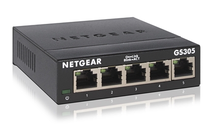 Attēls no NETGEAR GS305 Unmanaged L2 Gigabit Ethernet (10/100/1000) Black