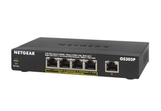 Picture of NETGEAR GS305Pv2 Unmanaged Gigabit Ethernet (10/100/1000) Power over Ethernet (PoE) Black