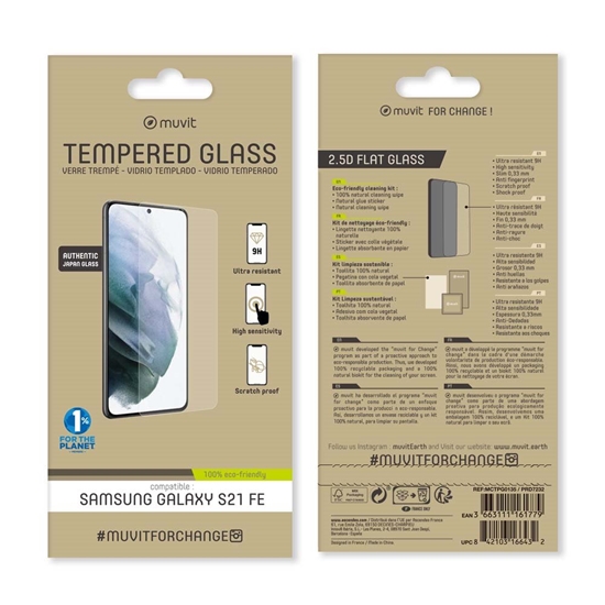 Picture of Samsung Galaxy S21 FE Tempered Glass  By Muvit Transparent